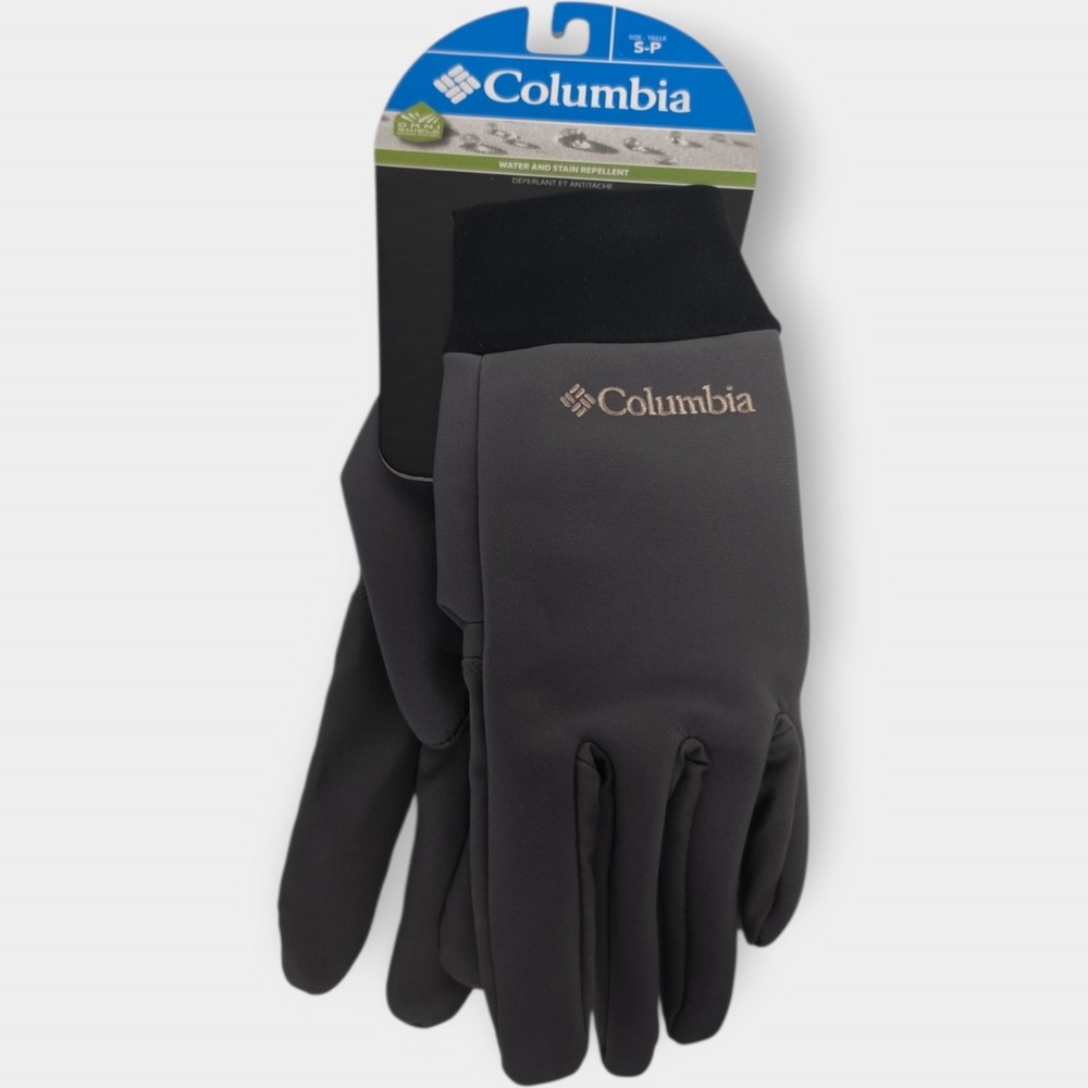 Columbia Centrail Softshell Gloves Unisex S Gray Black Water Rep NEW